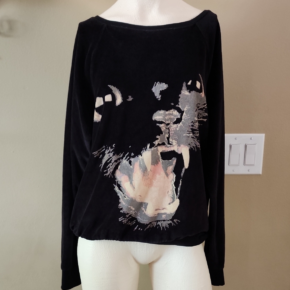 Wildfox Black Graphic Long Sleeve Sweatshirt